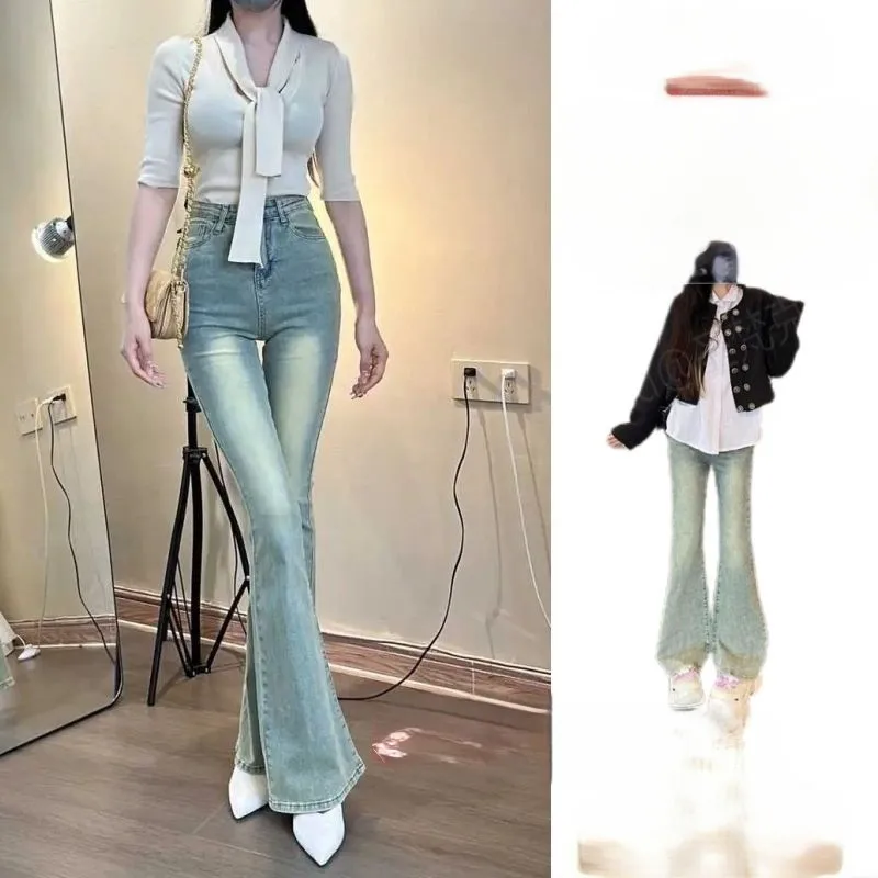 

Джинсы Bootcut Черные женские весенние повседневные простые стильные легкие облегающие джинсы Regular College прямого кроя из хлопка Мягкие в западном стиле