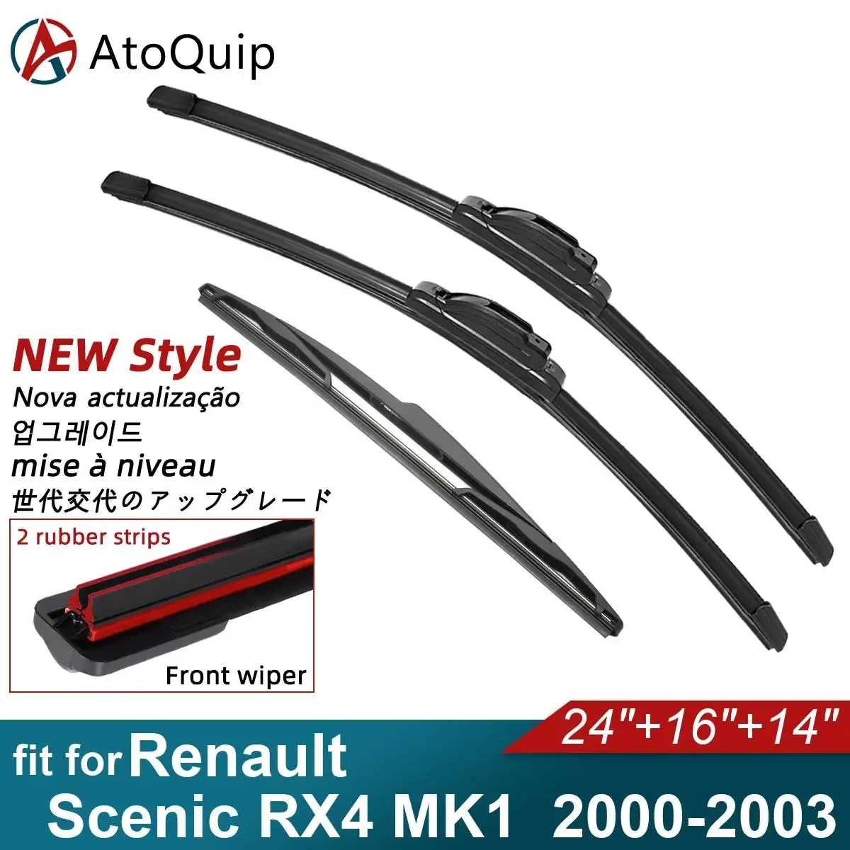 Double Rubber Car Wiper Blades for 2000-2003 Renault Scenic RX4 MK1 Front Rear Windshield Wipers Car Accessories 2001 2002 2003