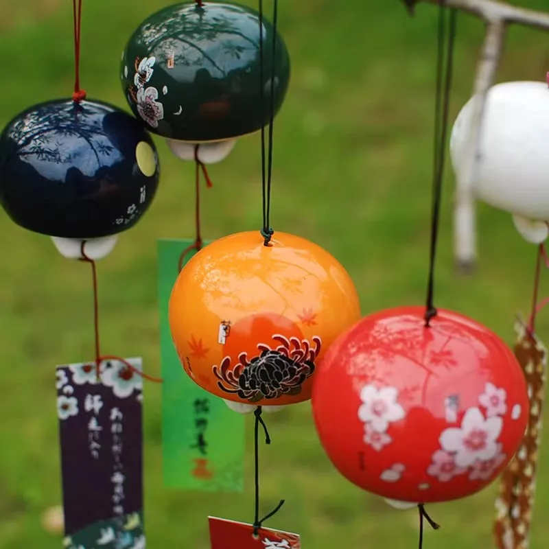 Carillons à vent japonais en céramique, clochettes porte-bonheur, décorations suspendues, carillons à vent muraux, windchimes