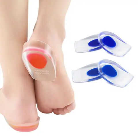 발 뒤꿈치 박차 통증을위한 정형 외과 부드러운 실리콘 젤 안창 발 쿠션 발 마사지 케어 하프 힐 깔창 패드 높이 증가