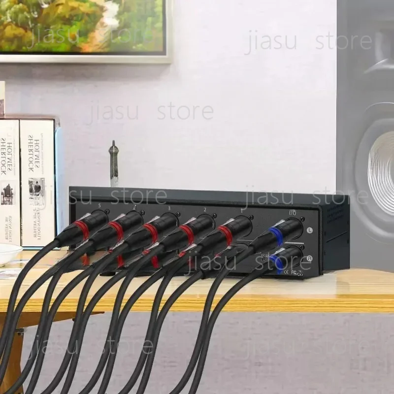 MC105 Manual 5-Way Balanced XLR Audio Switcher Box 1(5)-IN-5(1)-OUT Amplifier Signal Selector Splitter