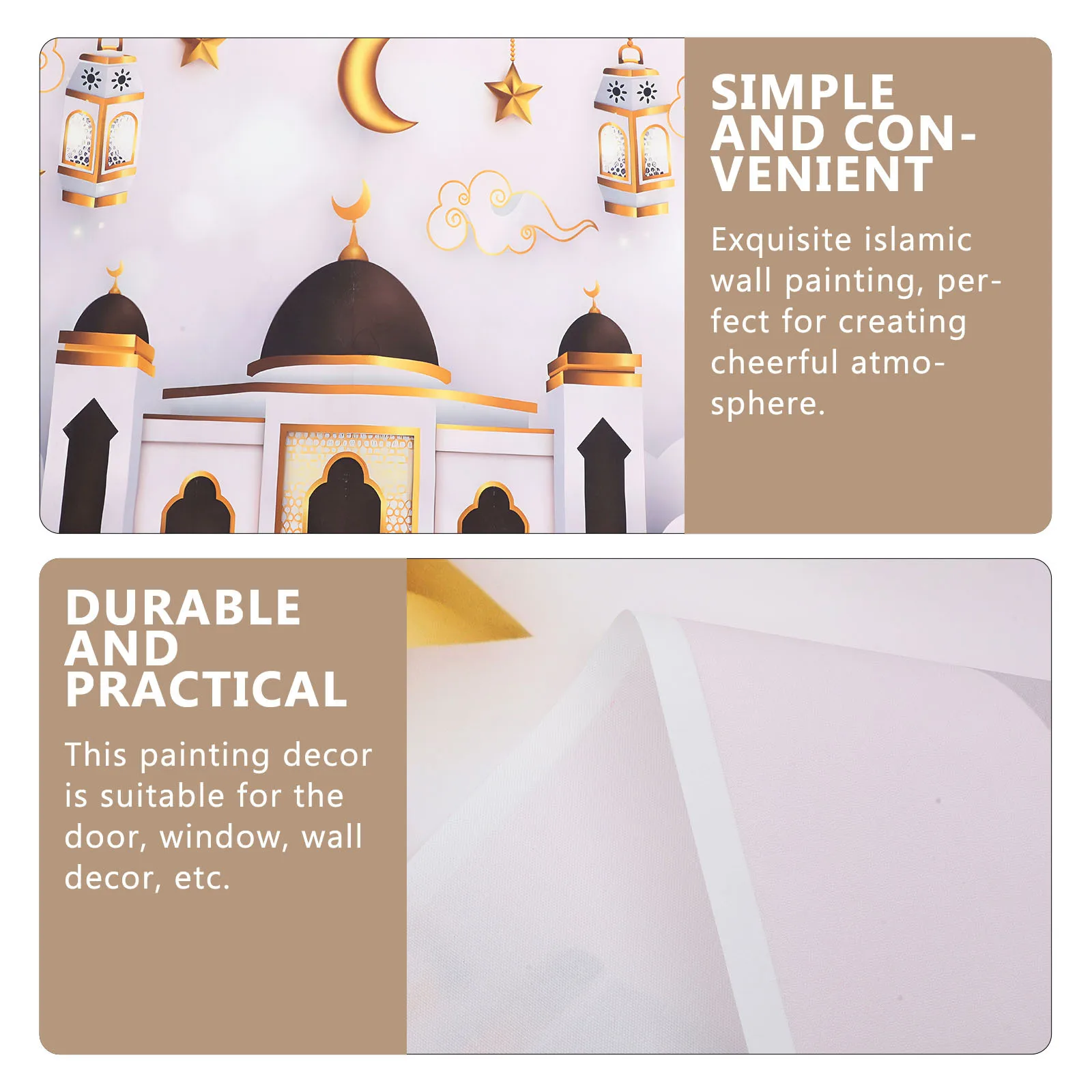 Muzułmańska Islamska Dekoracja Ścienna z Motywem Księżyca, Materiał PVC, Bez Uszkadzeń, Tła do Salonu, Dekoracja Ścienna Eid Mubarak