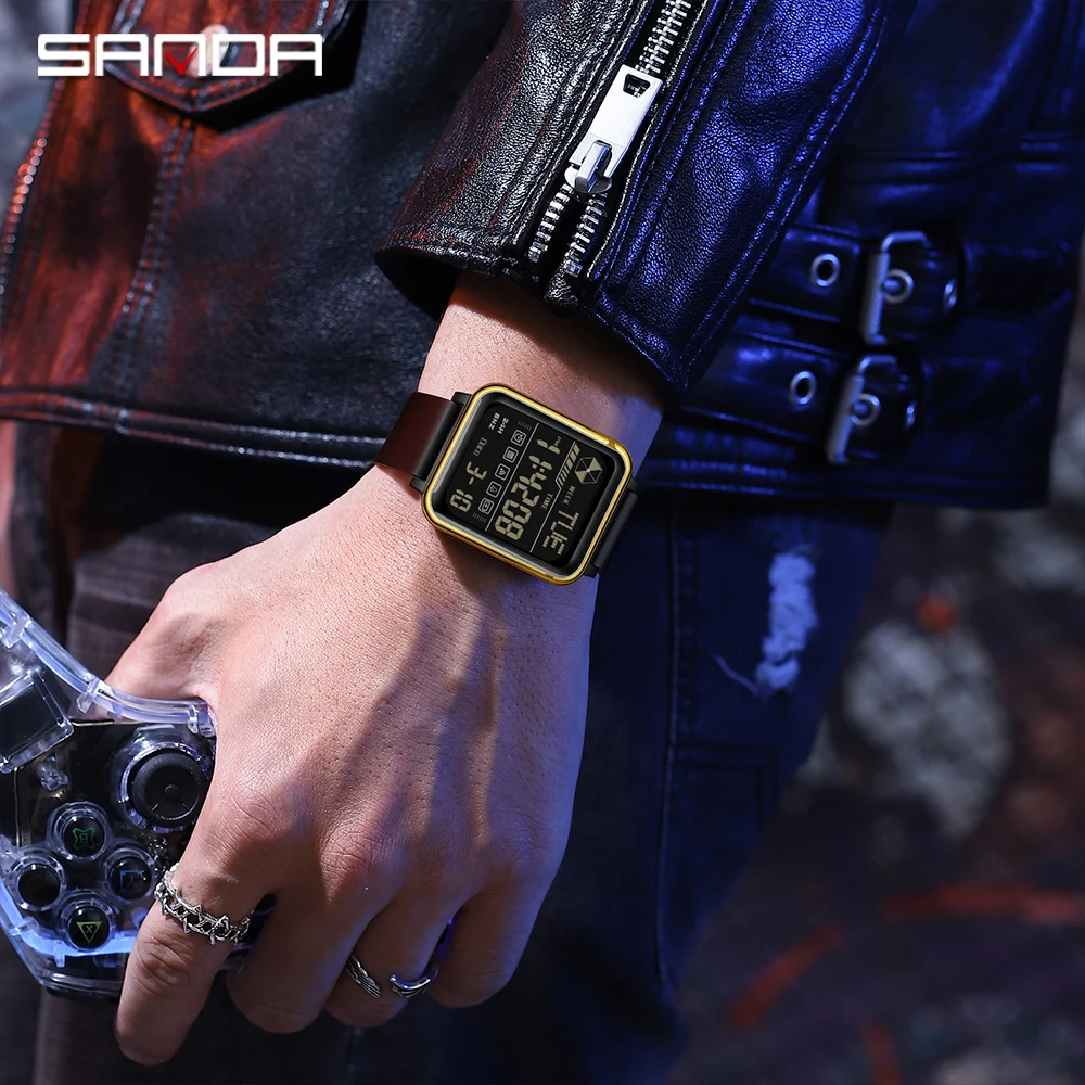 SANDA Digital Watch Men Military Army Sport Wristwatch Top Brand Luxury LED Stopwatch Waterproof Male Electronic Clock Gift 6159