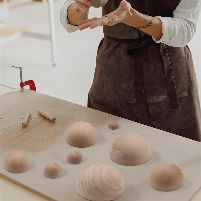 ABJN-Half Round Pottery Molds Wooden Top Tool, Pottery Plate Press-Tool For Making Pottery Bowls And Plates