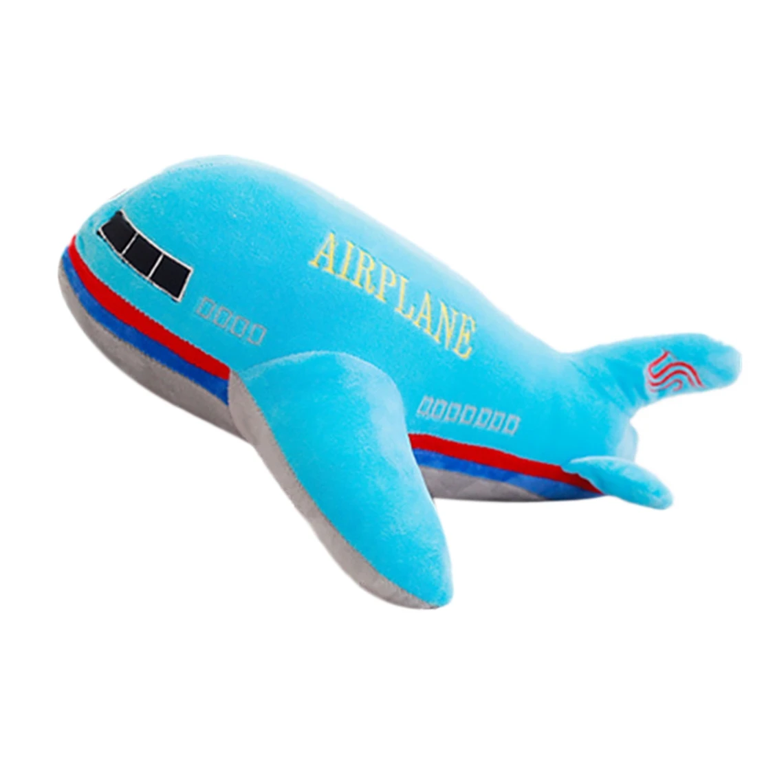 New 40cm Large Size Simulation Airplane Plush Toys Kids Sleeping Back Cushion Soft Aircraft Stuffed Pillow Dolls Blue