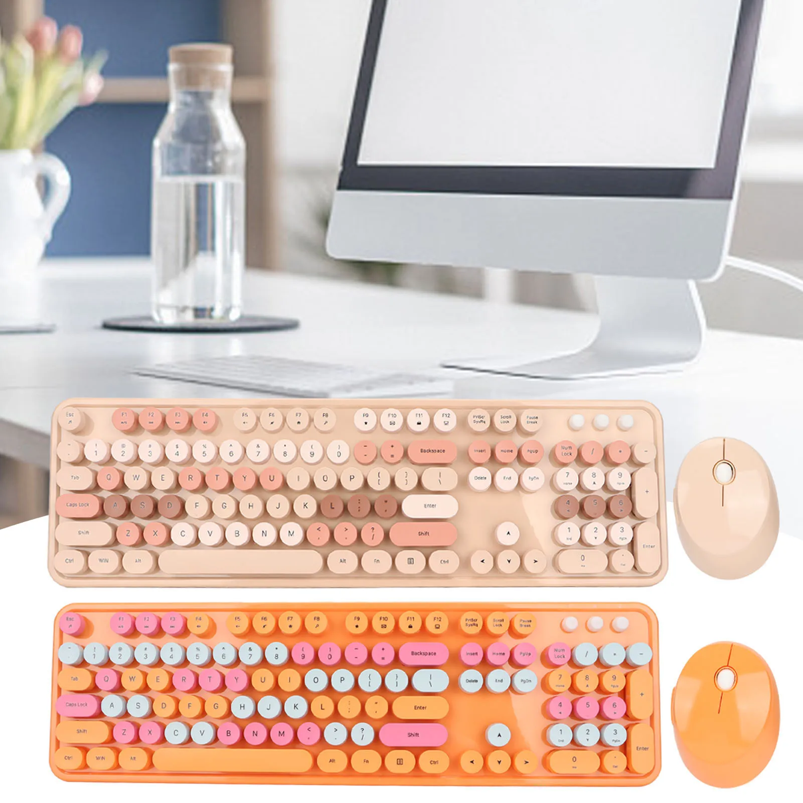 Desktop Keyboard Mouse Kit Wireless Keyboard Mouse Detachable Keycap 2.4GHz Wireless Technology for Gaming for Home for Office