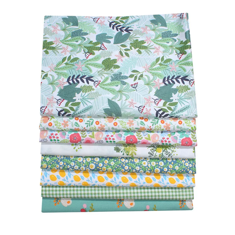 New Cotton Twill Printed Cloth DIY Handmade Patchwork Cloth Group 8 Pieces Packed with Cotton Floral Fabric