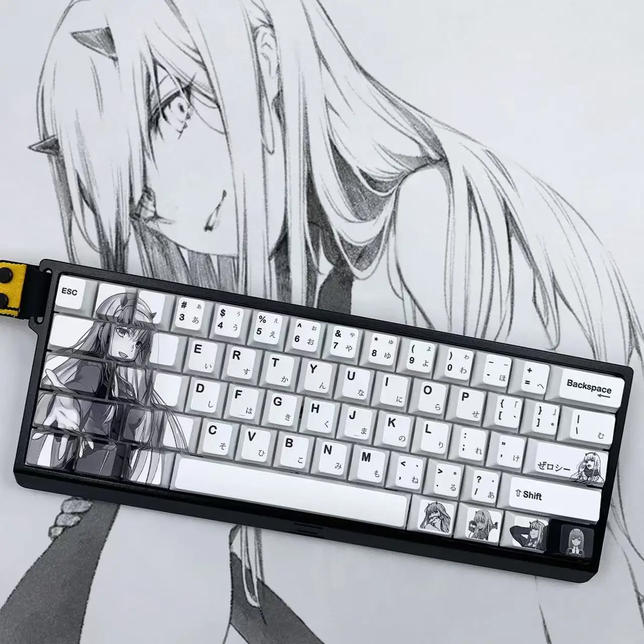 140 Keys DARLING in the FRANXX Dragon Lady keycaps Cherry Keycap Set PBT Anime Keycaps for 60/64/84/87/104 Mechanical Keyboards