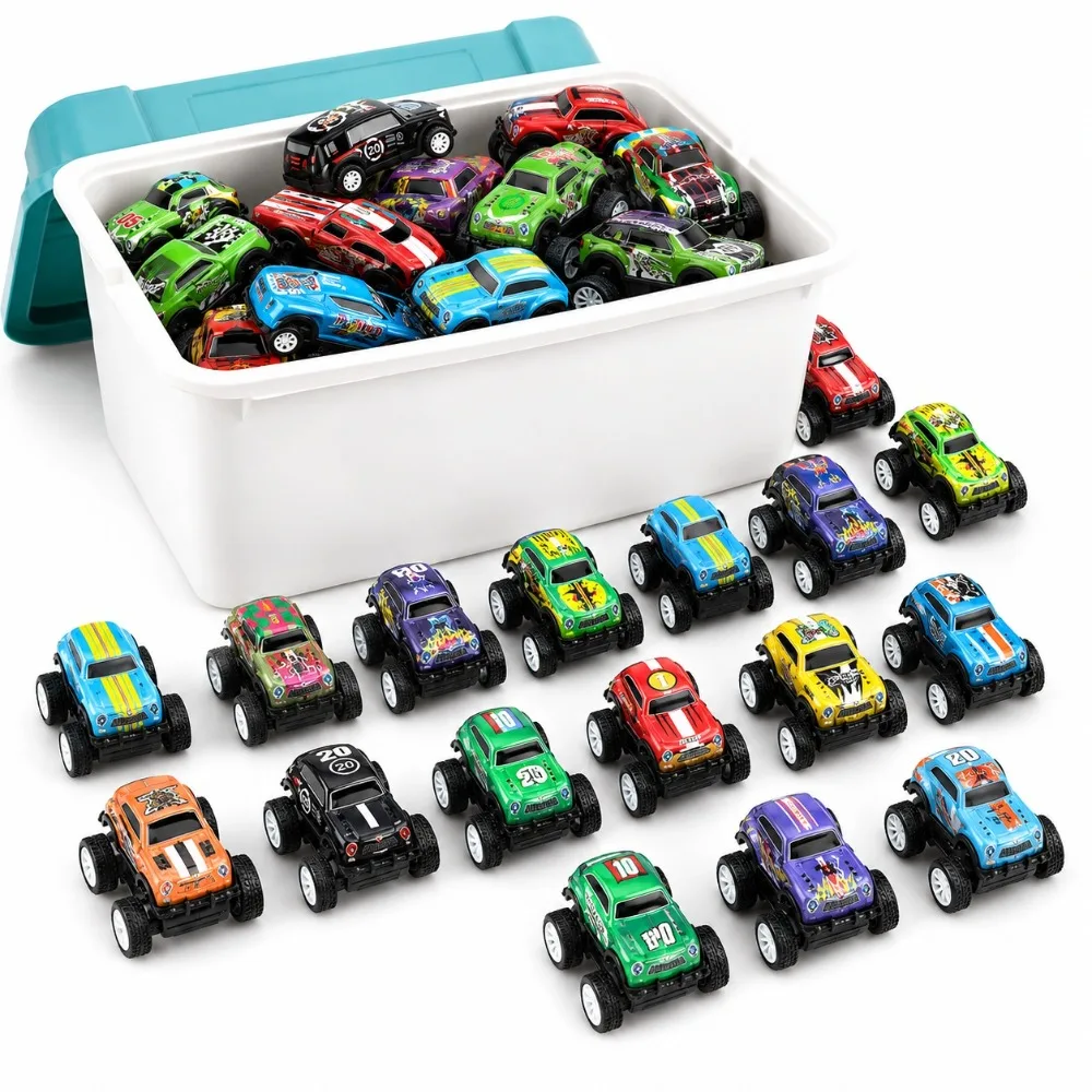 Pull Back Die-cast Monster Trucks kids Off-Road Toy Cars with Big Tires for Children, Random Color and Style