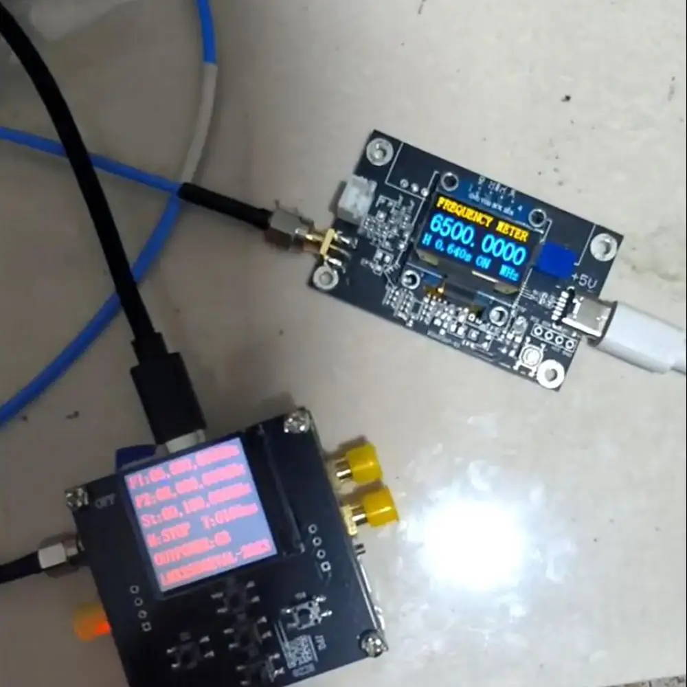 RF Frequency Counter 1KHz-200MHz-6000Mhz USB Frequency Meter OLED Display 433MHz 868Mhz 2.4Ghz 5Ghz 5.8Ghz SMA Signal Cymometer