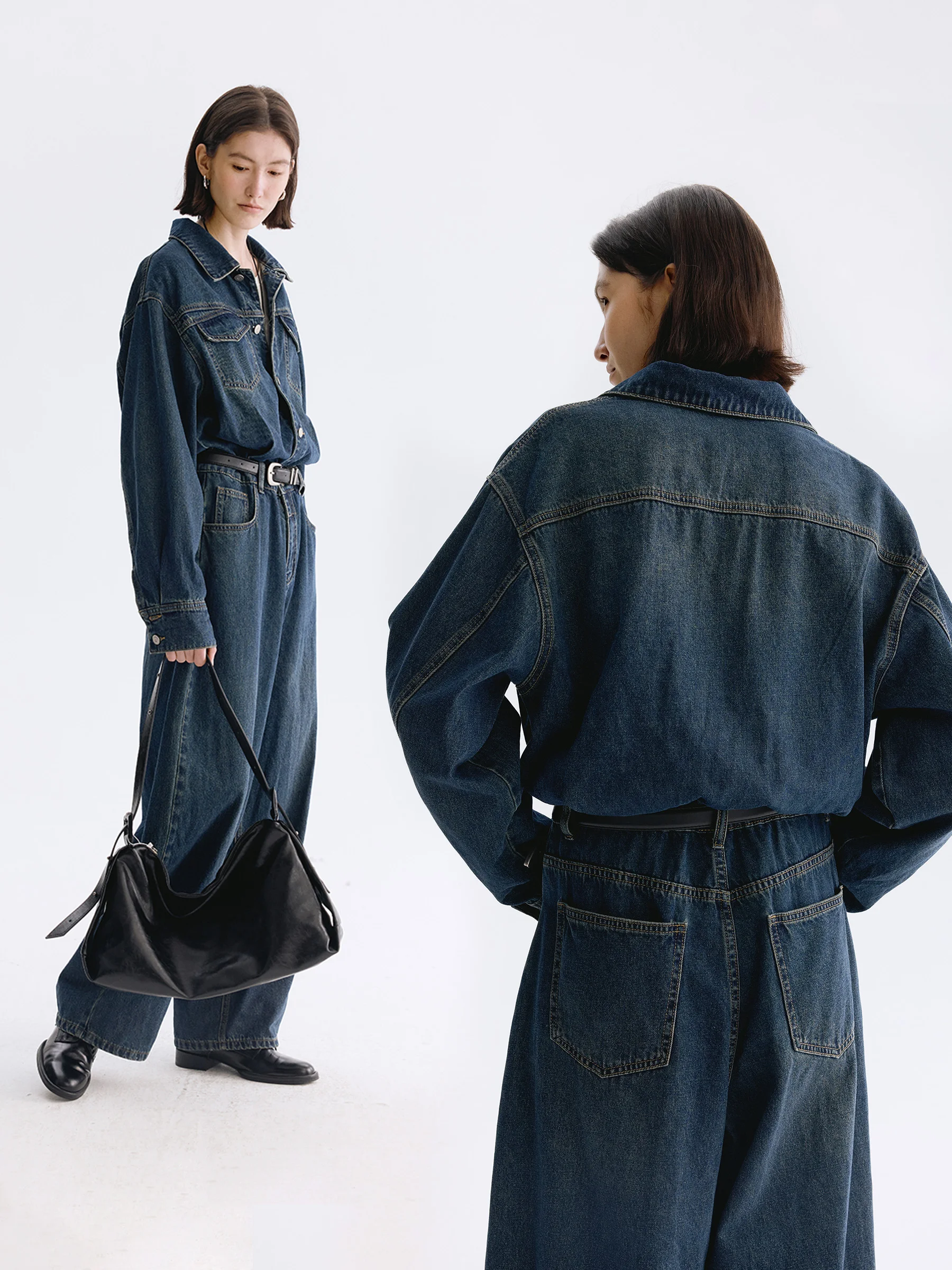 

Винтажные джинсовые комбинезоны DotDrobe для женщин: весенние, с поясом, длинные брюки из хлопка, стандартный крой, тонкие, со средней талией