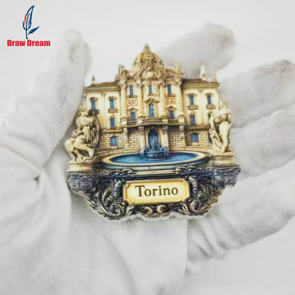 1Pc Torino Fridge Magnet, World Travel Souvenir Collection, Suitable for Home and Office Decoration, Personalized Exclusive Travel Souvenir Magnetic Fridge Magnet, Home Decoration, Kitchen, Room, Office, Cabinet Crafts, Gifts, Holiday Souvenirs, Exquisite Small Gifts
