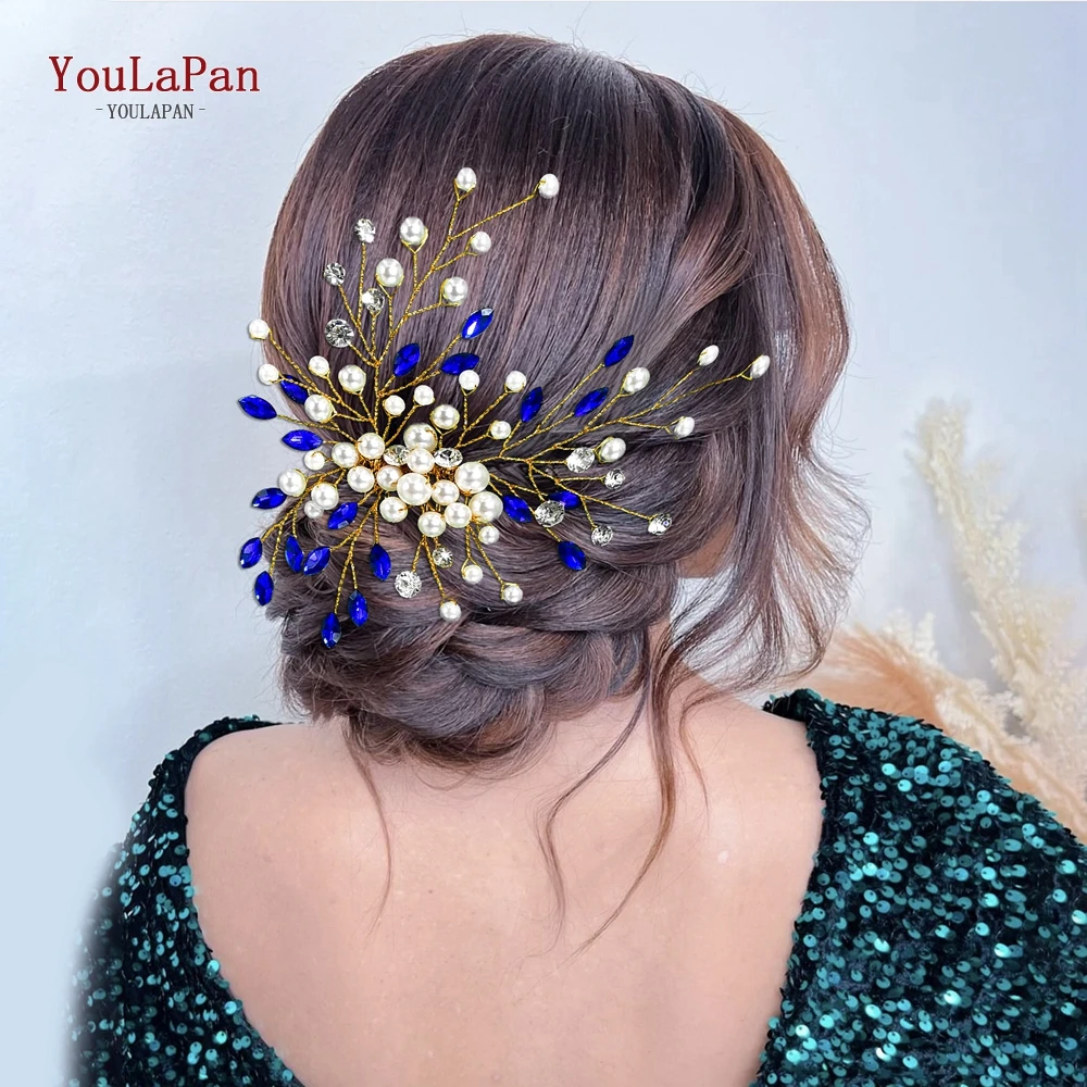 

YouLaPan Bridal Rhinestone Hair Comb Bridesmaid Bride Headdress Fashion Headwear Pearl Headpiece Wedding Hair Accessories HP851