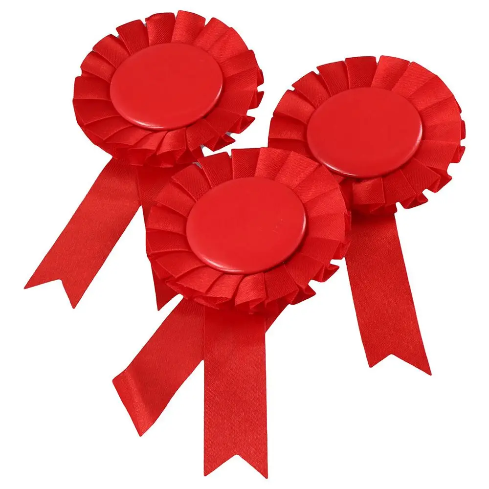 12Pcs Blank Award Ribbon, Rosette Ribbon Award Medals, Deluxe Recognition Ribbons for Sports Event,Party (Red)