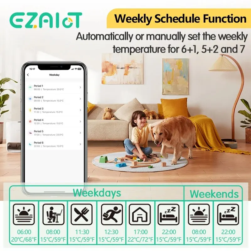 Tuya Zigbee Thermostat Smart Battery Powered Temperature Wireless Controller for Gas Boiler and Actuator Voice Alexa,Google Home