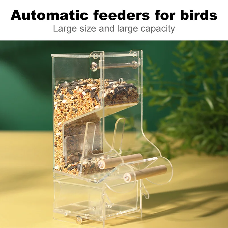 High Quality Transparent Acrylic Bird Feeder For Parrot Hummingbird Small Large Hanging Automatic Bird Feeder