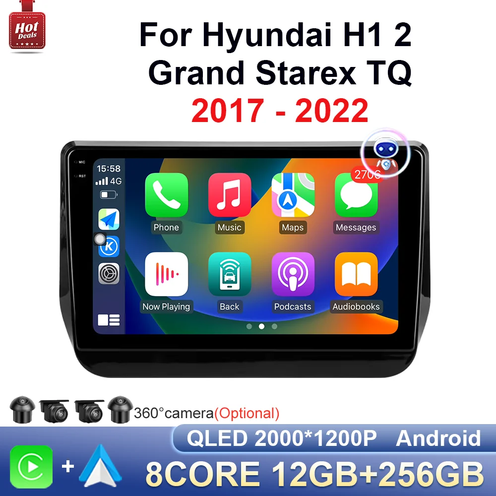 For Hyundai H1 2 Grand Starex TQ 2017 - 2022 Car Audio Multimedia Player 4G DSP Stereo WiFi Android OS GPS Navi BT Touch Screen