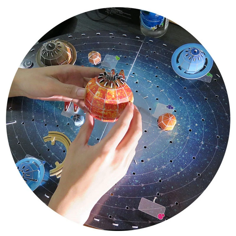 A19Q-146피스 3D 태양계 퍼즐 세트 행성 보드 게임 종이 DIY 직소 퍼즐 학습 및 교육 과학 어린이 생일 선물