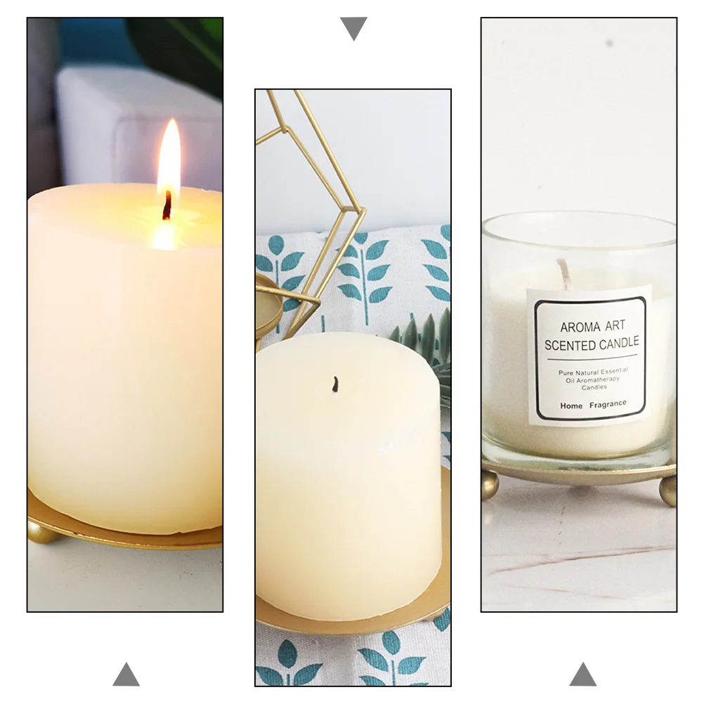 

2Pcs Gold Candleholder Tray Iron Wedding Decorative Plate Modern Style Party Dessert Holder Golden Spray Process