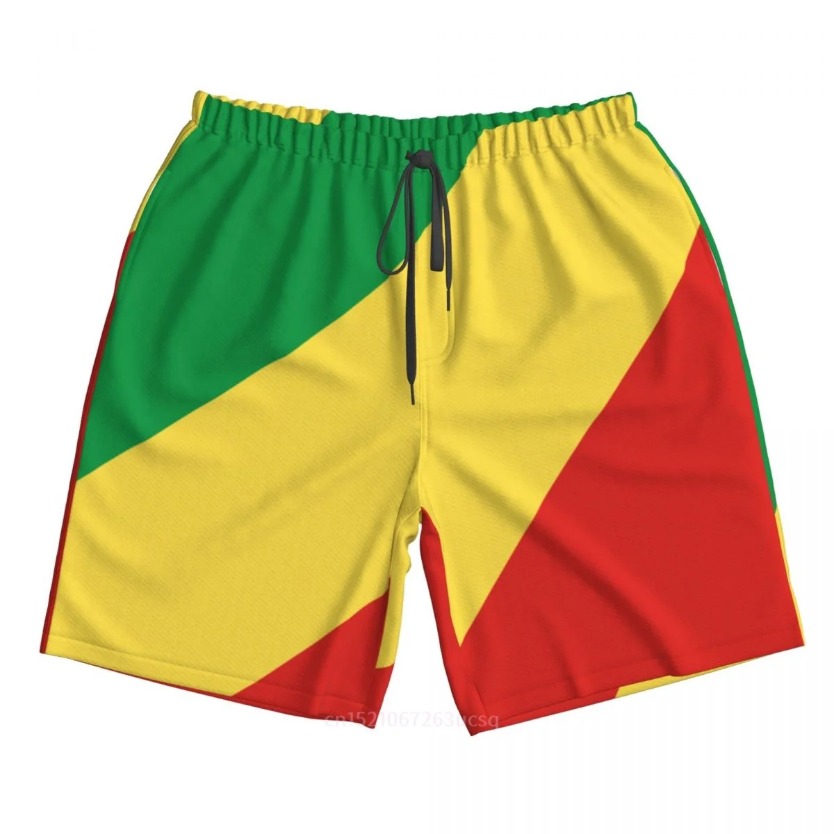 

2025 Summer Polyester Republic Of Congo Country Flag 3D Printed Men's Board Shorts Beach Pocket Running Summer Pants