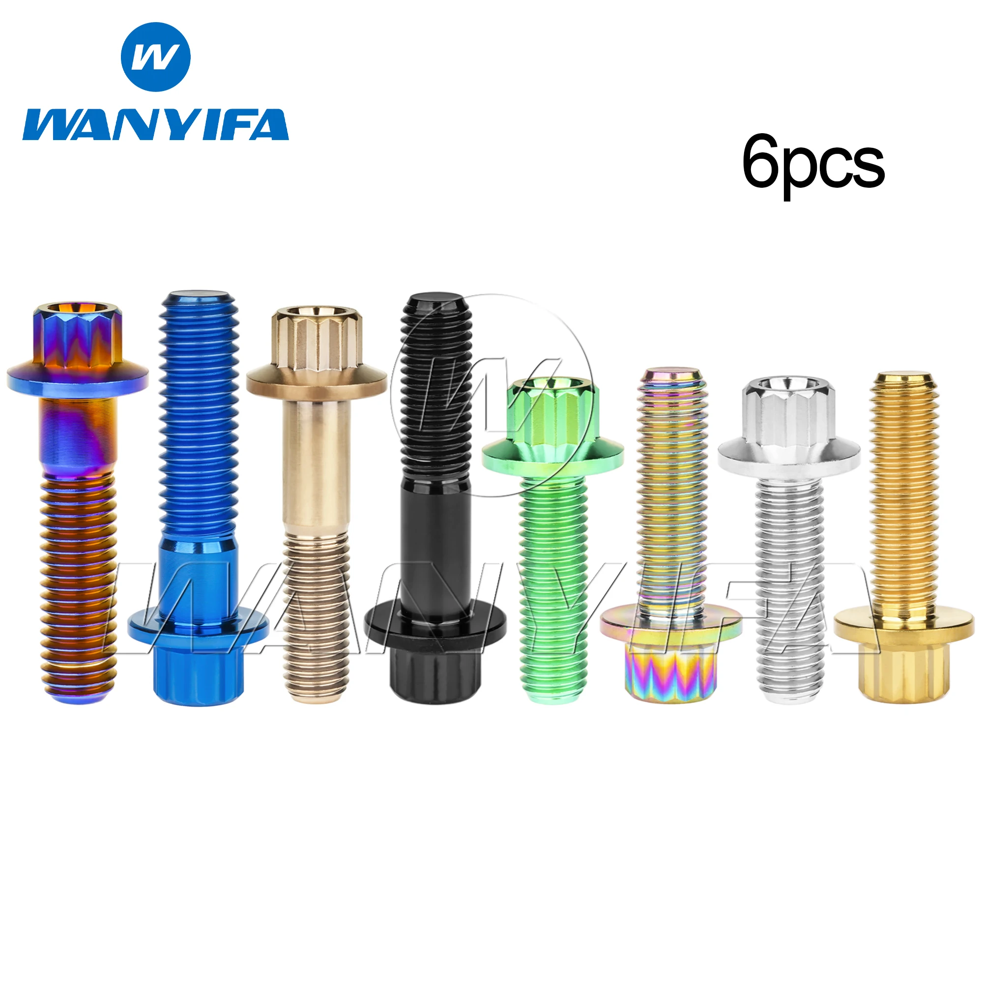 

Wanyifa 6pcs Titanium Bolts M7/M8x24 32mm Flange 12-Point Car Wheel Split Rim Screws for BBS Split Rim Wheel Hub Ti Fasteners