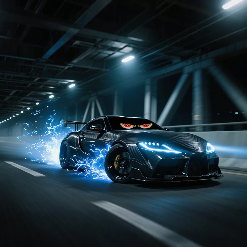 LED-Schild, flexibles Matrix-Panel, Devil Eyes, programmierbarer LED-Bildschirm, DIY-Animationstext mit App-Steuerung für das Windschutzscheibenladen im Auto