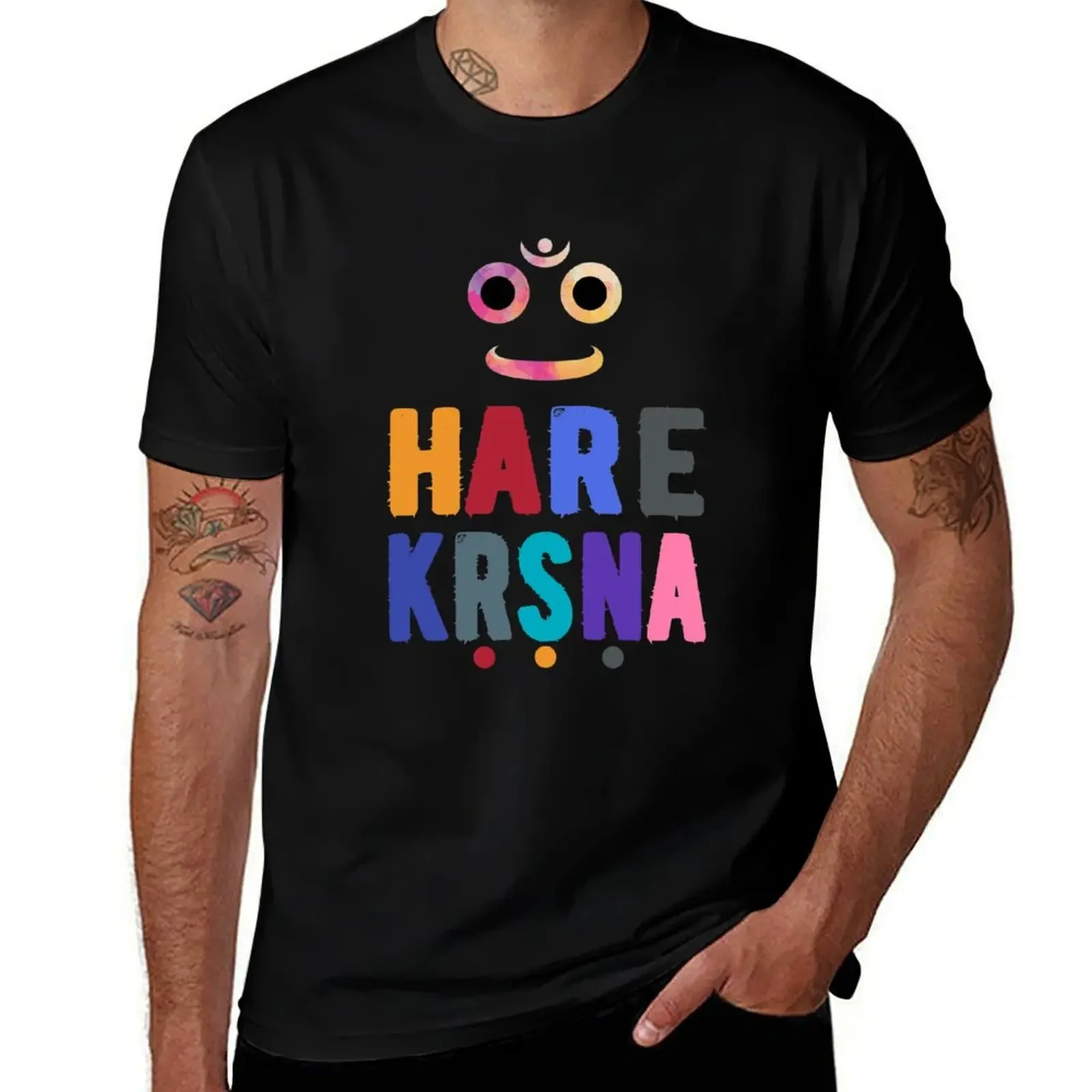 Hare Krishna with retro vintage Jagannath face Divinely Handsome T-Shirt oversized mens designer t shirt