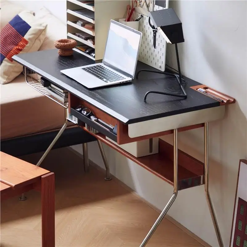 Desk Cherry wood solid wood medieval study table retro Nordic small apartment home reading desk