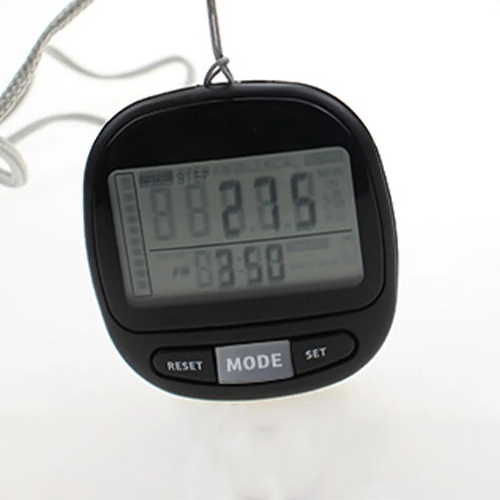

1Set Clip on 3D Pedometer Step Counter Accurate Reset Function Sports Hiking Walking Portable Step Counter with Lanyard