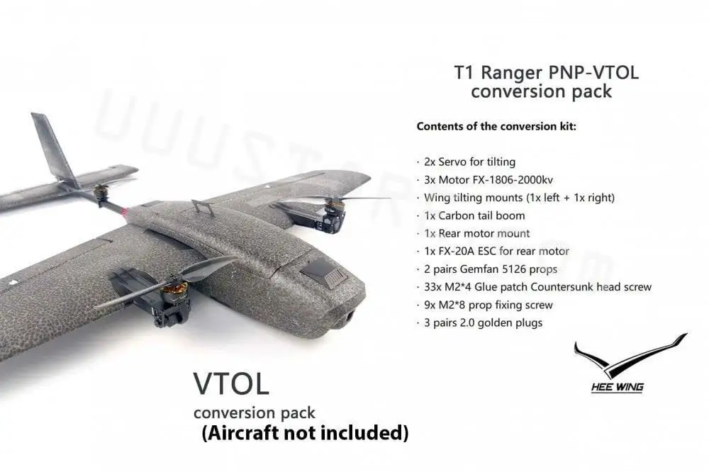 HEE WING T1 Ranger PNP-VTOL conversion kit For T1 FPV Airplane 730MM wingspan EPP VTOL UAV Fixed Wing Aircraft RC Model