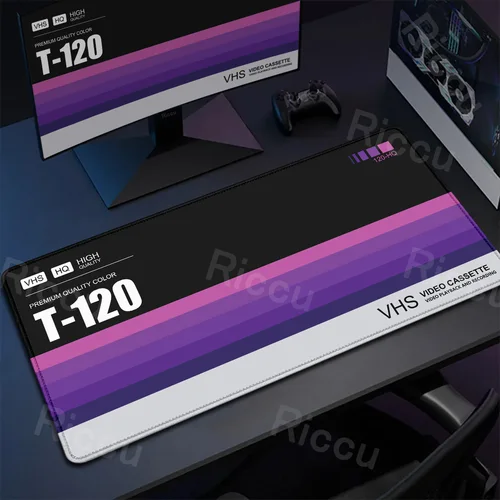 Imagen 2 del producto Alfombrilla de ratón estilo Retro VHS Xxl, alfombrilla de ratón de gran tamaño para ordenador, alfombrilla antideslizante para teclado de jugador, alfombrilla de escritorio HD con diseño artístico de 90x40cm