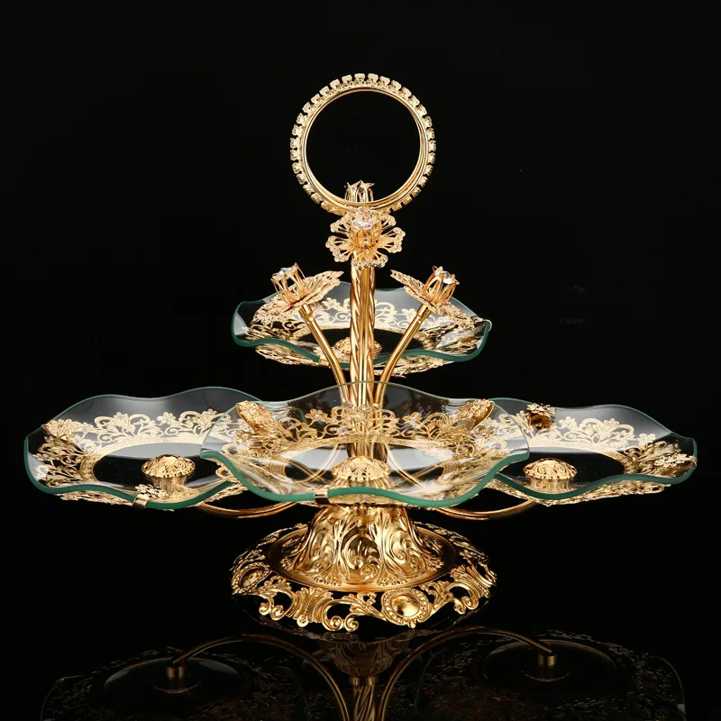 HYS European-style fruit plate household living room coffee table creative fruit plate multi-layer light luxury exquisite