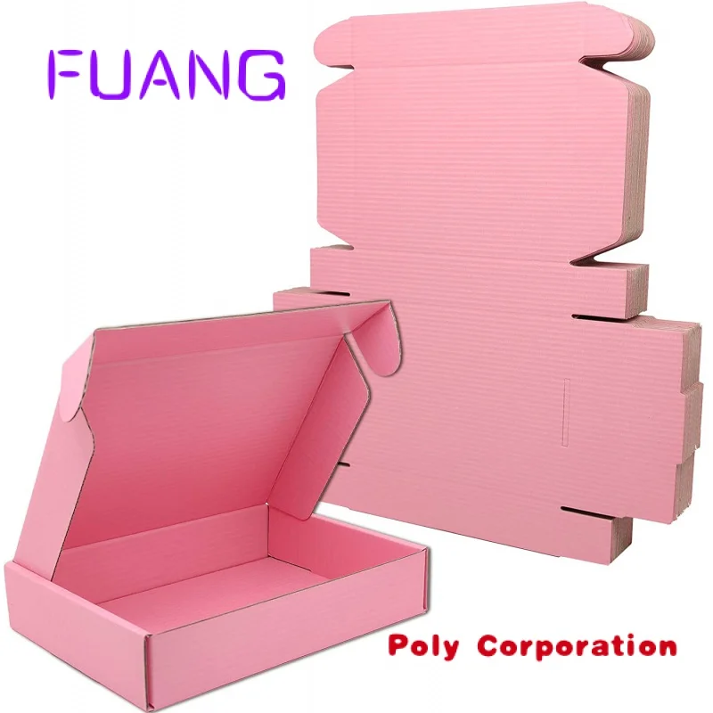 Custom  Custom Logo  Pink Cardboard Paper Cartons Shipping Mailer Box Corrugated Wedding Clothes Gift Box packing box for small 