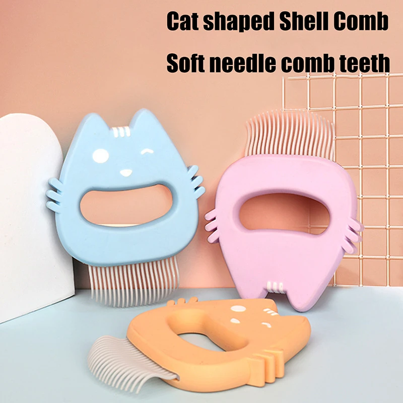 Pet Grooming Comb Cat Handle Shell Comb Shedding Hair Remove Needle Comb Dog Cat Massage Tools Portable Pet Supplies Accessories