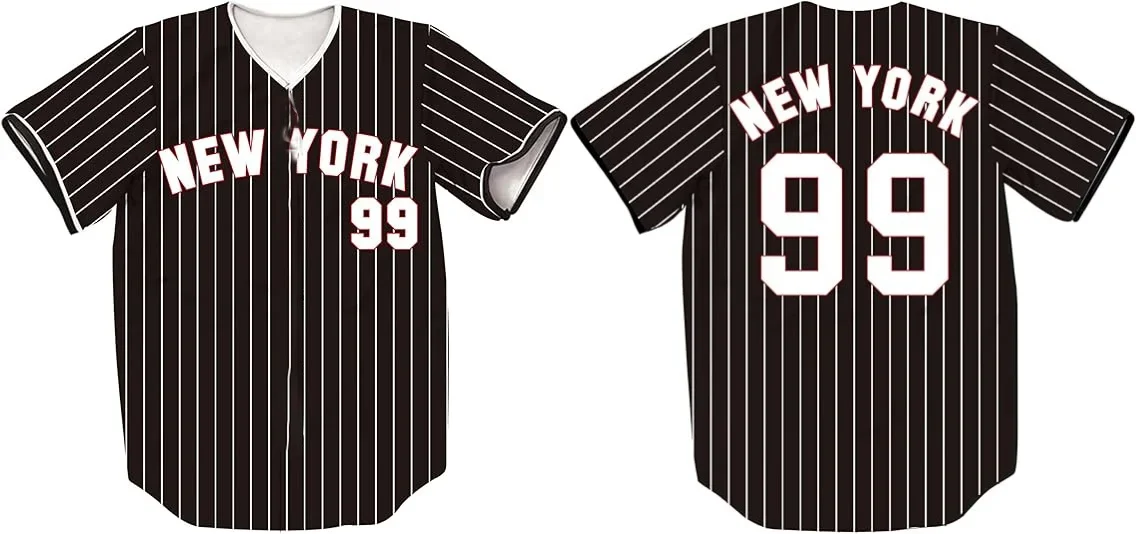 TIFIYA New York 99 Striped Baseball Jersey NY Softball Men's and Women's T-shirts Quick-drying Comfortable Breathable and Light