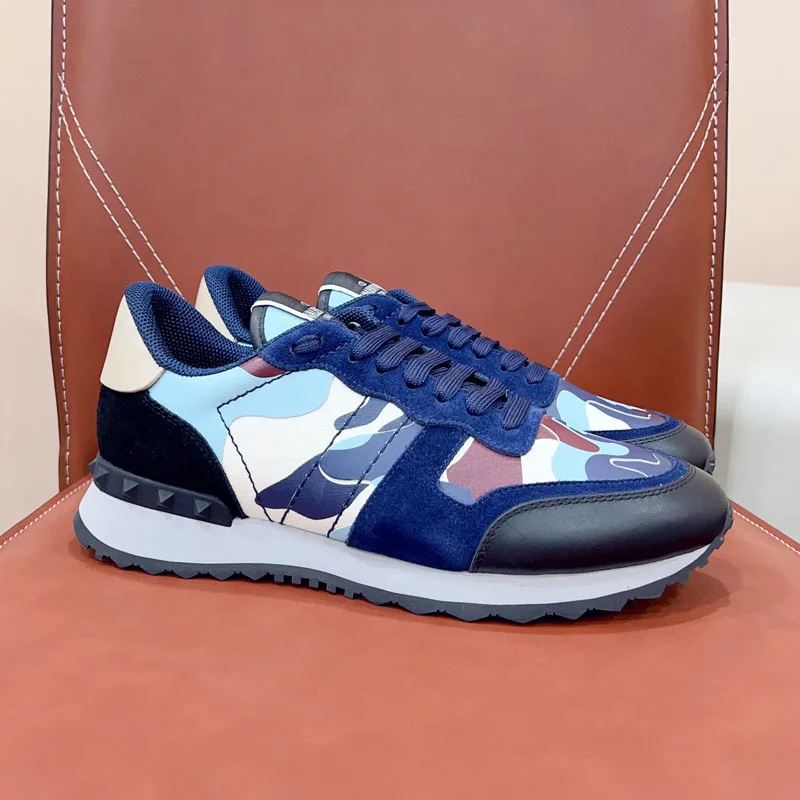 Мужские камуфляжные кроссовки с высоким берцем и шипами на толстой подошве из натуральной кожи, модная повседневная обувь на шнуровке