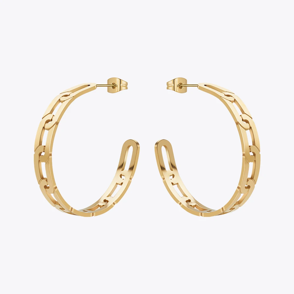 

Enfashion Pure Cutout C Hoop Earrings Gold Color Stainless Steel Hoops Earings For Women Fashion Jewelry Aros Dropship E231488