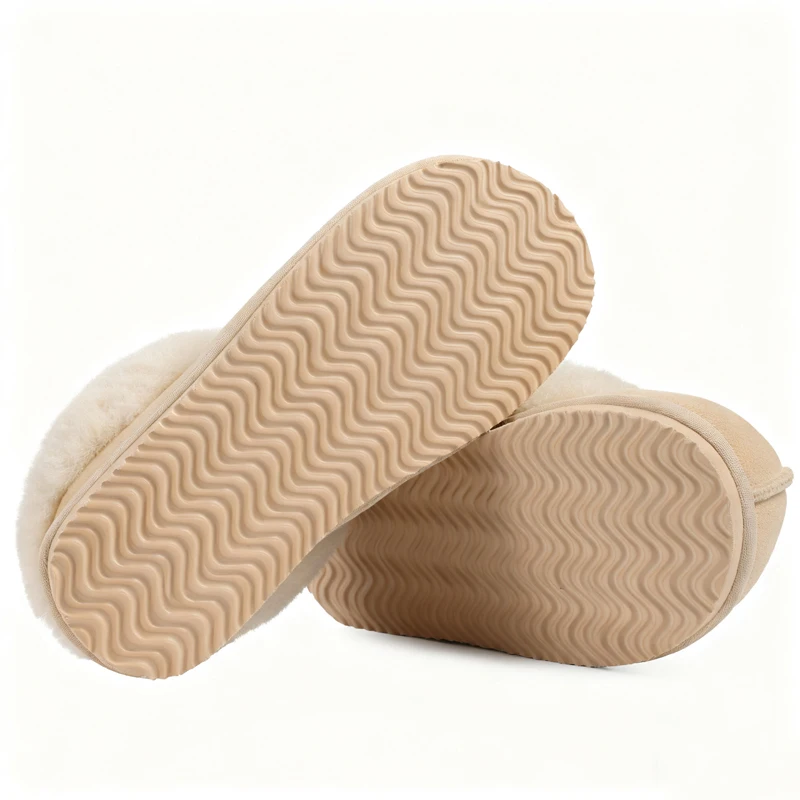 Pantuflas Kidmi de invierno para mujer con cuello de piel, de gamuza, cálidas, antideslizantes, para interior y exterior.
