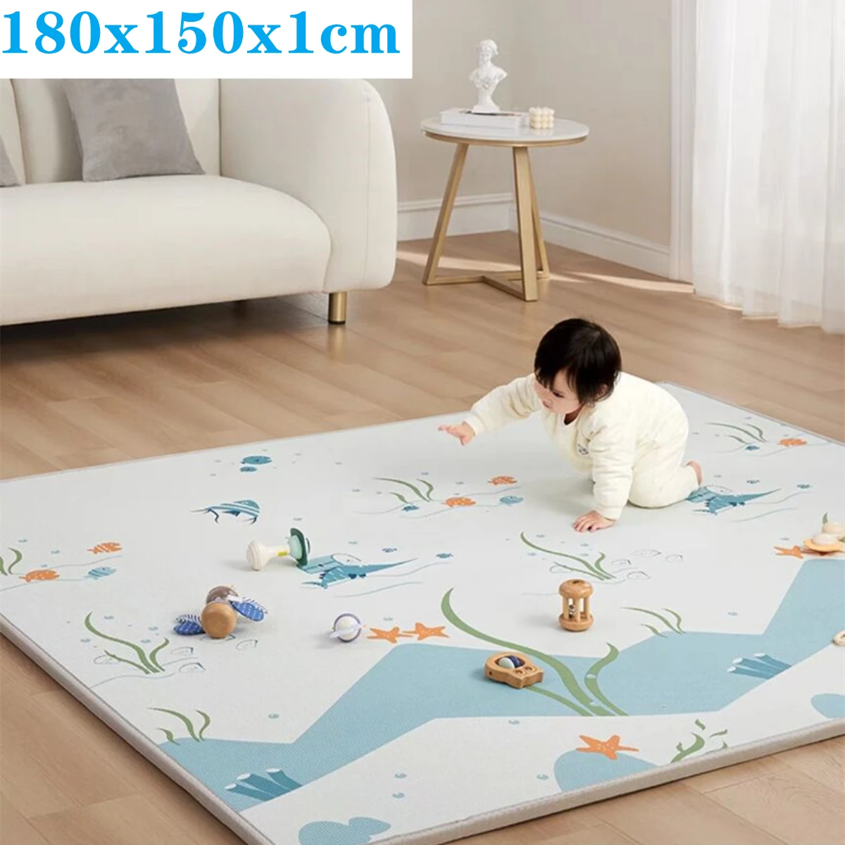 Tapis en Polymères de Sécurité pour Enfant, 200x180cm, Grande Taille, de Haute Qualité, pour Activité Physique, Jeux pour Bébé