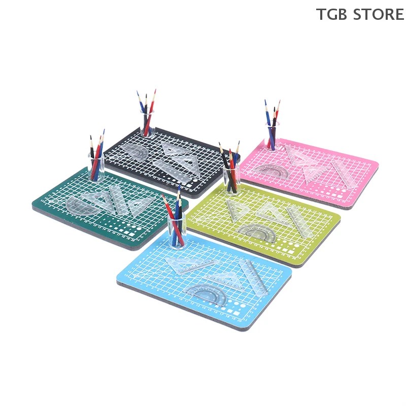 1Set 1:12 Miniatuur Snijmat Liniaal Potlood Penhouder Set Poppenhuis Decor