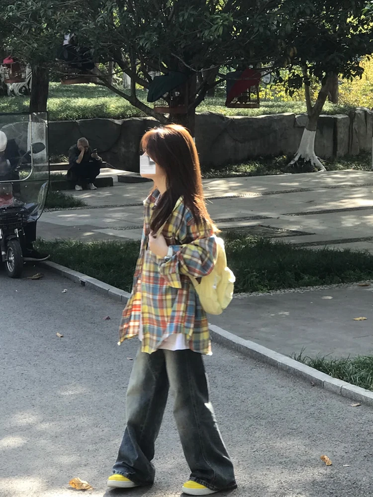 

Женская летняя клетчатая одежда Dopne, свободная тонкая солнцезащитная верхняя одежда с воротником-стойкой, длинная свеч для поездок на работу Sle Faion