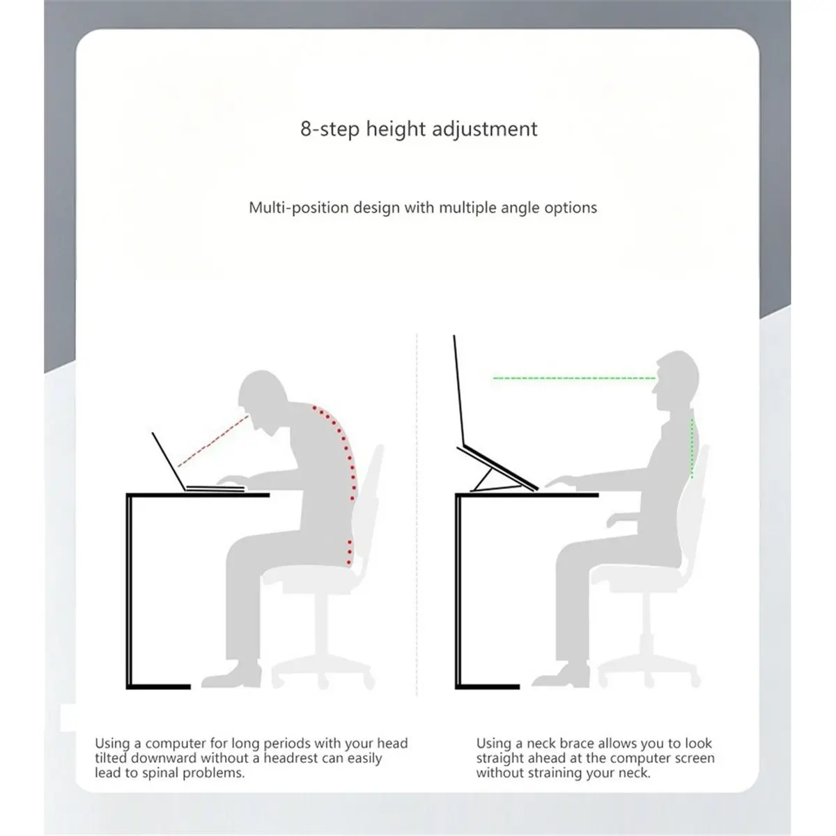Laptop Stand Aluminum Ergonomic Riser, 8-Angle Adjustable Foldable Ventilated Cooling Holder for 10-17 Inch Laptops
