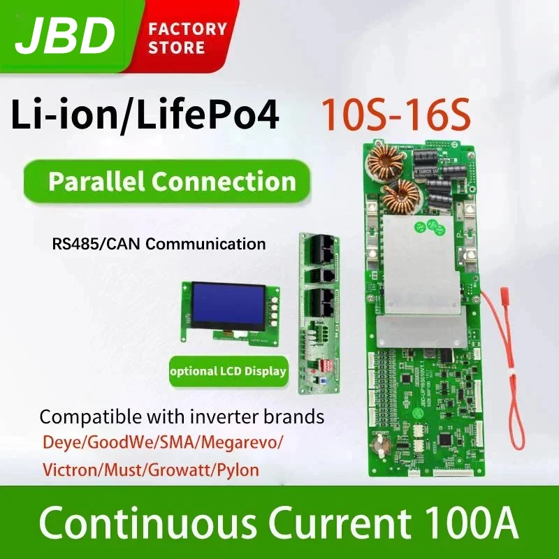 Инвертор JBD Smart Lifepo4 BMS 15S 16S 100A 48В 60В, поддержка семейного хранения энергии Bms, параллельная балансировочная плата Bms с 6NTCs