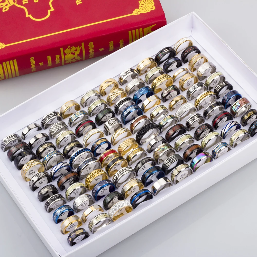 20 Pcs/lot High Quality Stainless Steel Rings for Men Women Fashion Jewelry Mix Styles Party Gifts Wholesale Jewelry