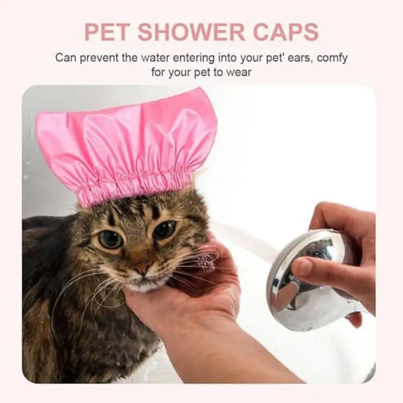 Dog Shower Cap Anti-Ear Water Headgear Pet Supplies Gold Silver Rose Red Pet Universal Bathroom Cat and Dog Dual-Use Shower Cap