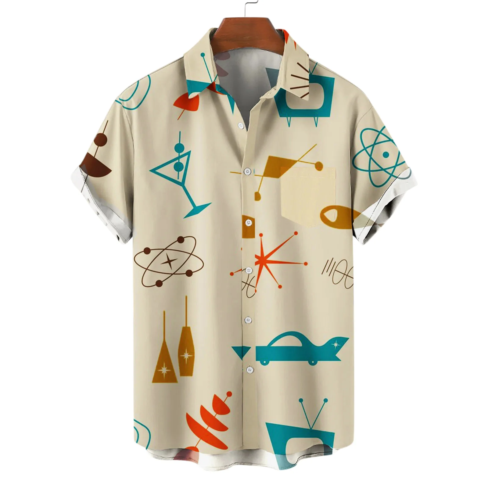 

Men's Large Size Short Sleeve Lapel Shirt 3D Print Geometry Pattern Casual Youthful Antibacterial Summer Fashion Linen Blend