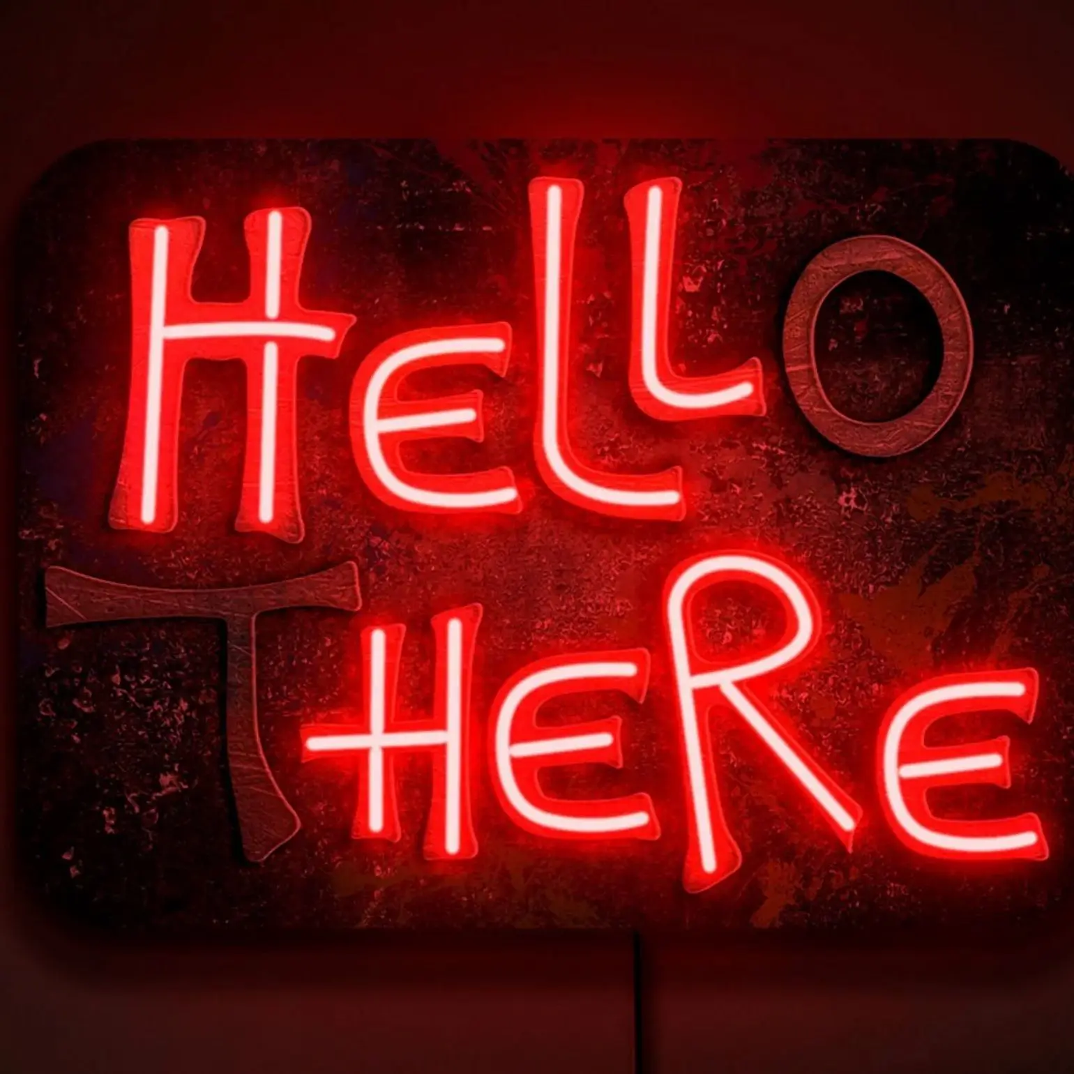 Hello There Neon Sign Hell Here Neon Sign Halloween Neon Sign Decor With Flickering O & T Halloween Decor Horror Decor Hello The