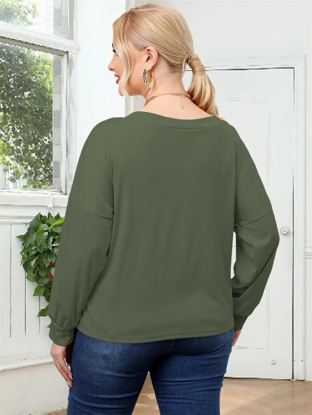 GIBSIE Plus Size Solid Twist Front Round Neck T Shirt Women New Autumn Fashion Long Sleeve Female Casual T-Shirts Top