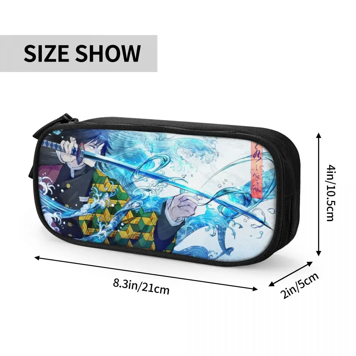 Fashion Demon Slayer Giyu Water Breathing Pencil Cases Pencilcases Pen for Student Big Bag School Supplies Gift Stationery