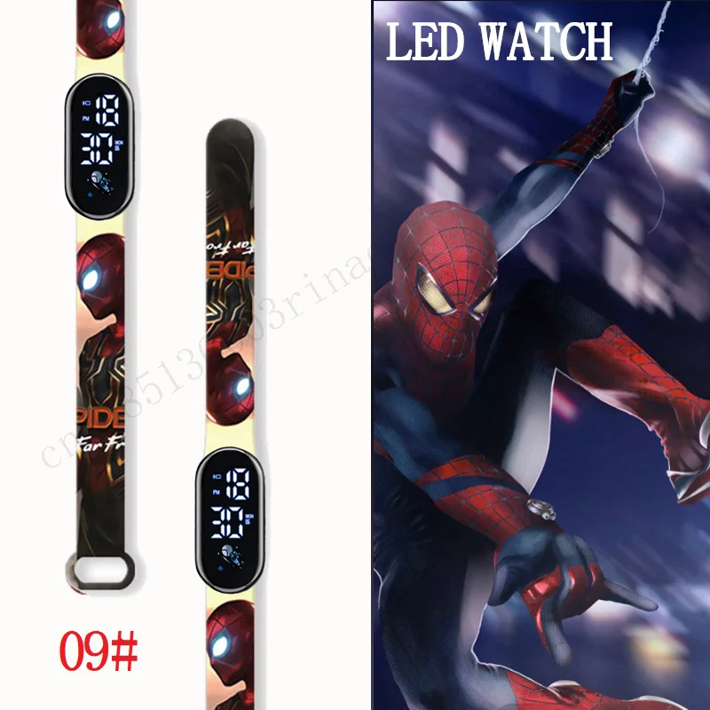 MINISO Spiderman Kid's Watches Men Sport Wristband Bracelet Waterproof Children Digital Watch Boys LED Clock Gift